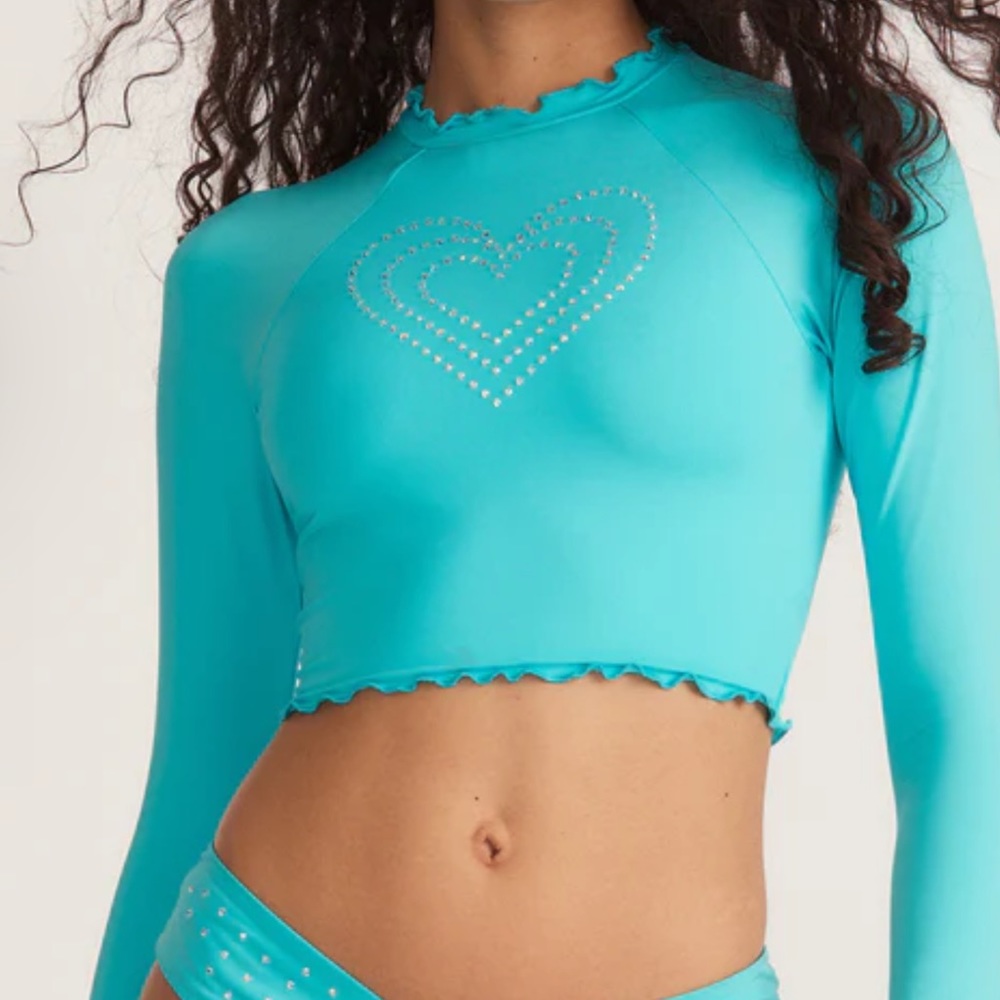 LOVESHACKFANCY X HURLEY - rhinestone rashguard SMALL